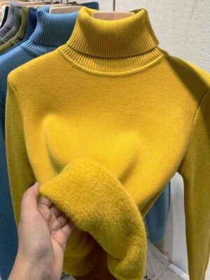 winter fleece thick knitted bottoming shirt