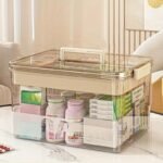 Clear Medicine Storage Box with Handle Home Organizer