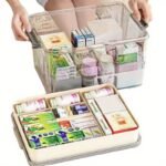 Clear Medicine Storage Box with Handle Home Organizer