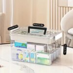 Clear Medicine Storage Box with Handle Home Organizer