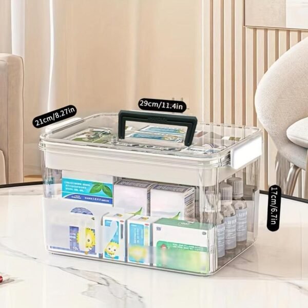 Clear Medicine Storage Box with Handle Home Organizer