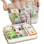Clear Medicine Storage Box with Handle Home Organizer