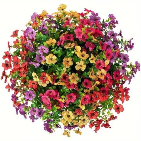 Artificial Flower (12/24/32pcs/set), UV Resistant Colorful Fake Flower, Decorative Bouquet for Home Garden Party Wedding Decor