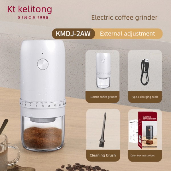 Coffee Grinder with Ceramic Grinding Core, Rechargeable Electric Coffee Grinder