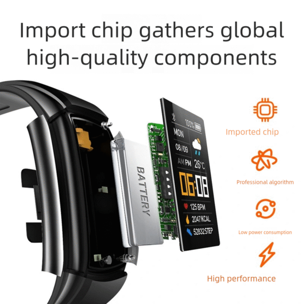 Smart Fitness Band: Sports Bluetooth-enabled, Blood Pressure, Blood Oxygen, Heart Rate and Sleep Monitoring, Waterproof, Multifunctional Step Counter. Suitable for Men and Women, Ideal as a Gift.
